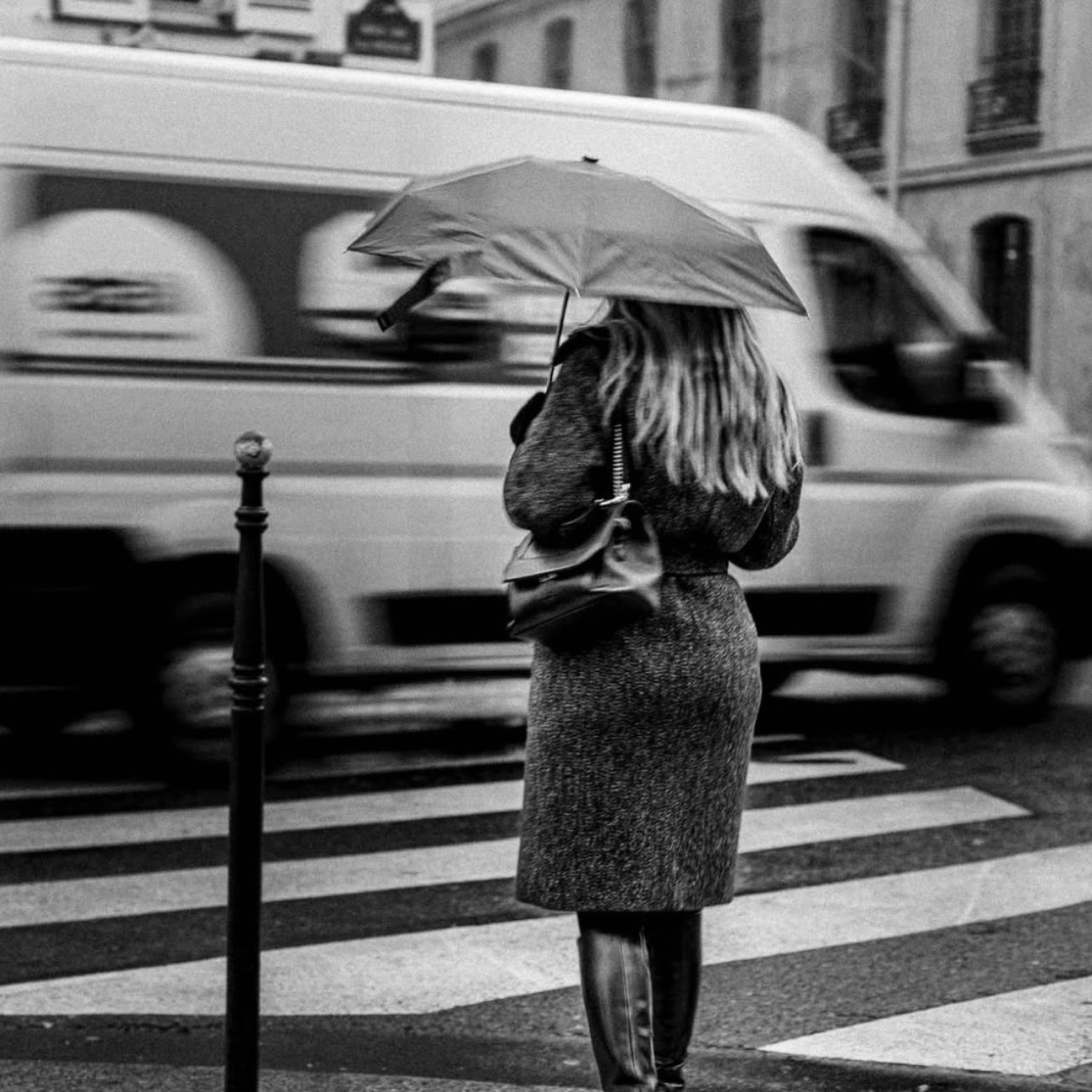 Paris street in the rain