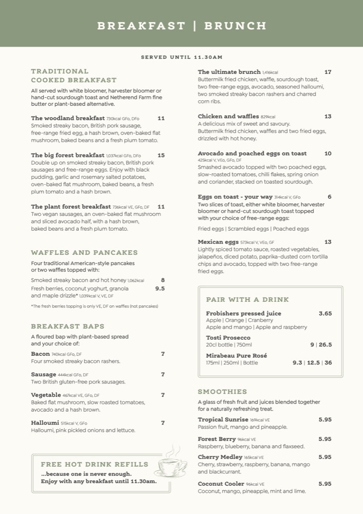 Summer 2026 breakfast and brunch menu