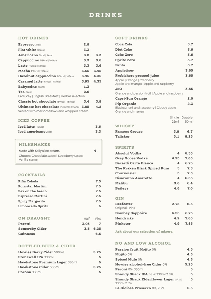 Summer 2026 drinks menu