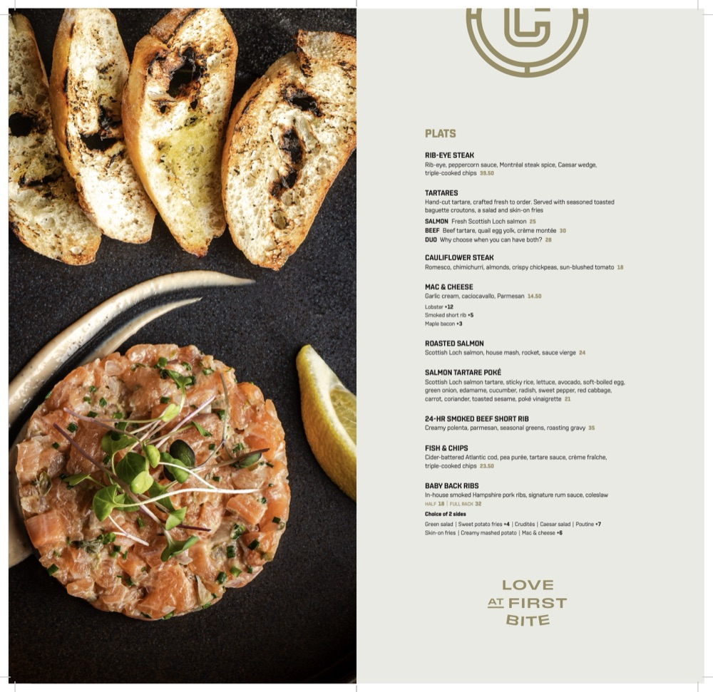 La Cage UK mains menu page