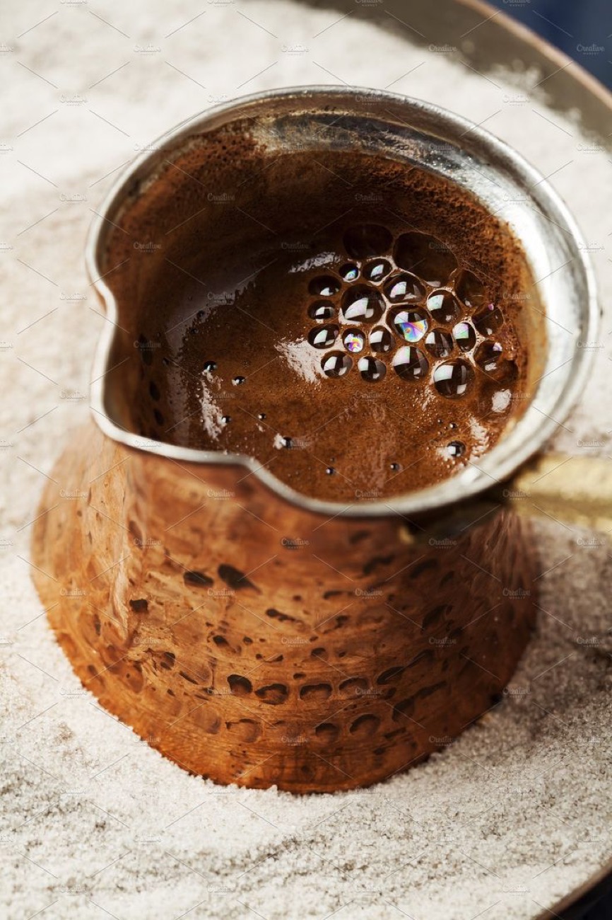 Greek coffee brewing in a briki