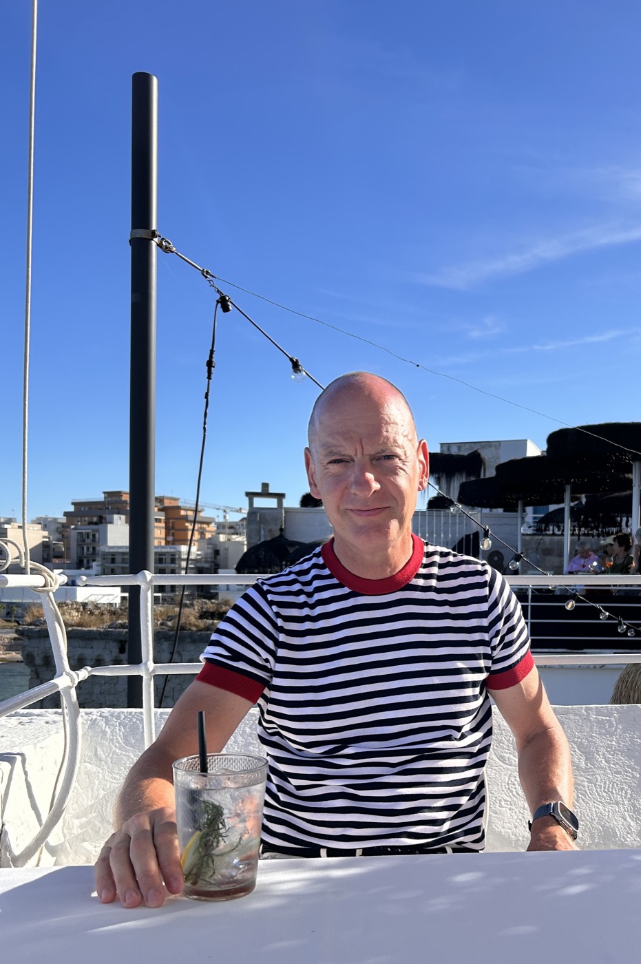 The curator, at the marina